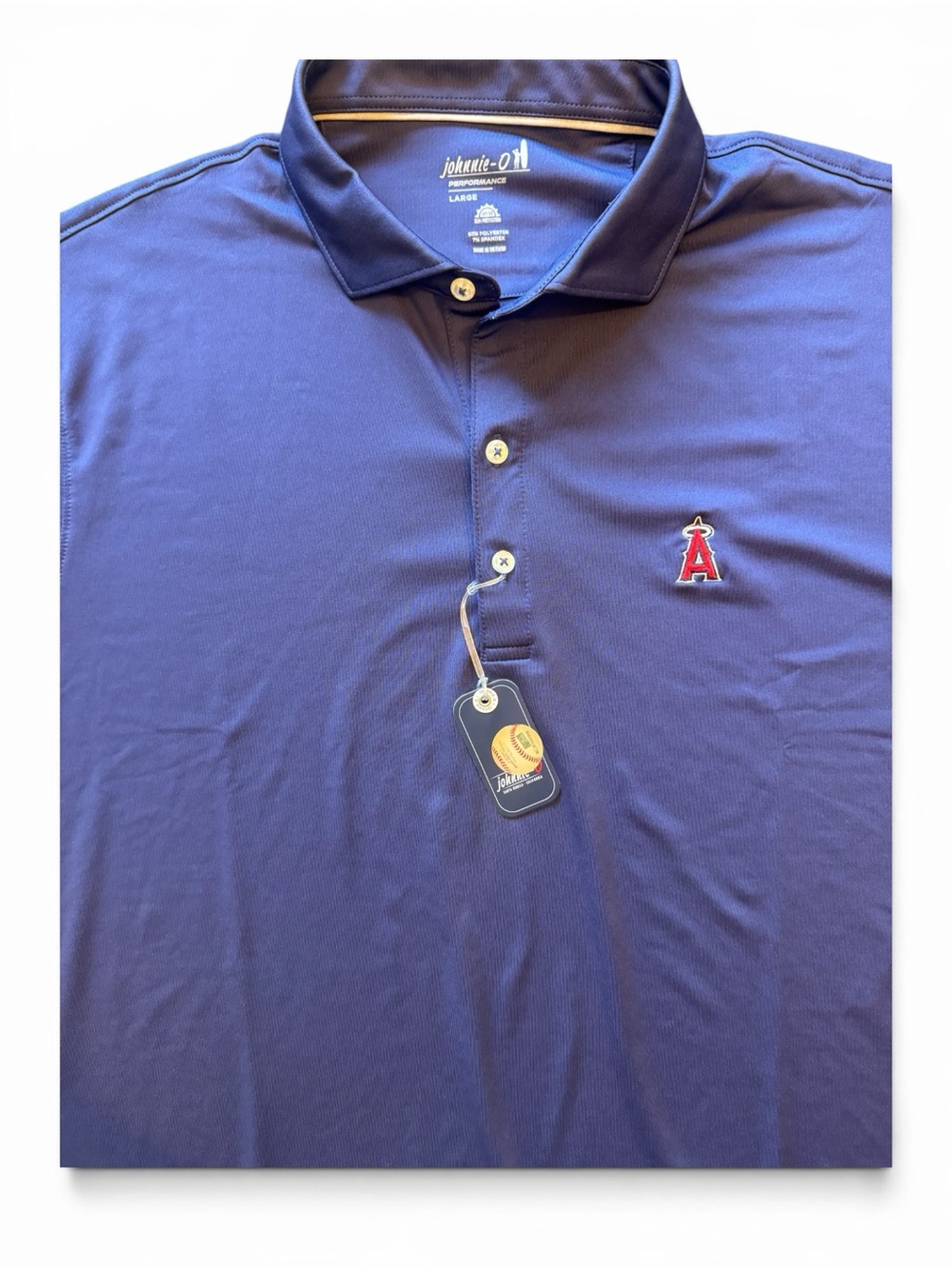 johnnie-O Men's Navy Polo with Red Angels Patch